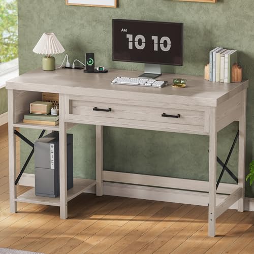 SEDETA Farmhouse Small Desk with Drawers, 40" Computer Desk with