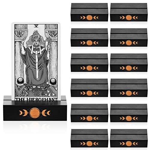 12 Pcs Wood Card Holders Moon Phase Card Display Sign Table Number Stands Name Holder for Wedding Party Events Decoration