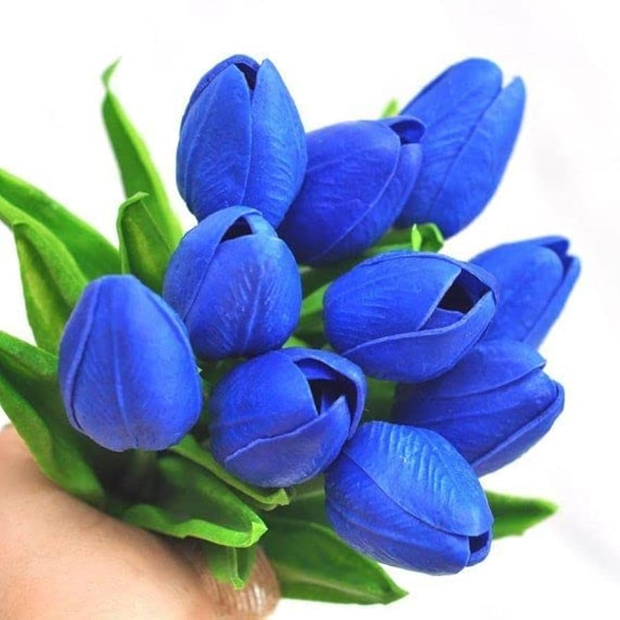 Image of CosaCentrum Beautiful Decorative Artificial Tulip Flower Bunches for Home decor (Blue, Pack of 7)