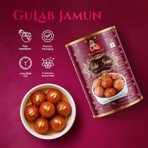 Image of Lal Sweets Gulab Jamun & Rasgulla Combo 1kg Each (Pack of 2) with 2 Rakhi | Traditional Indian Mithai | Raksha Bandhan Gift for Brother