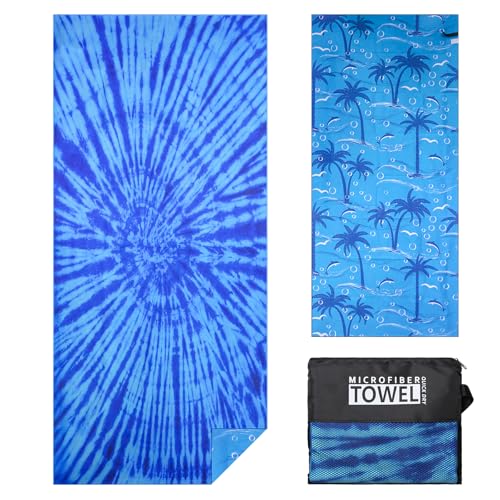 TMEOG Microfibre Beach Towels 180x80cm Extra Large Sand Free Beach Towel for Adults Compact Thin Travel Towel Women Men Lightweight Swim Pool Yoga Towel with Bag(Turtle 1)