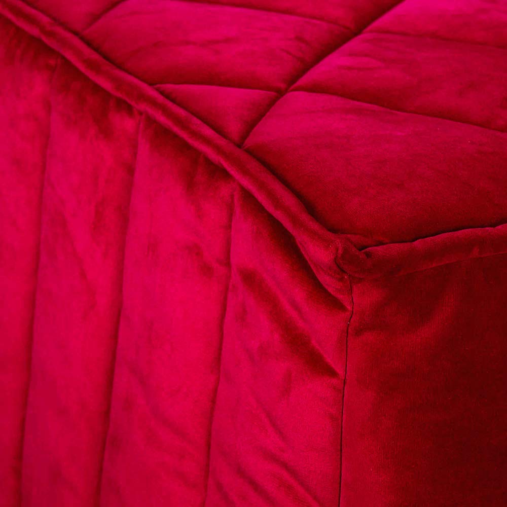 EVERGREENWEB - Pouf Letto Singolo con Materasso in POLIURETANO h 10 cm SUITE Salvaspazio Pieghevole per Camera, Cameretta, Tavolino Soggiorno Puff Poggiapiedi, tessuto Sfoderabile VELLUTO colore Rosso