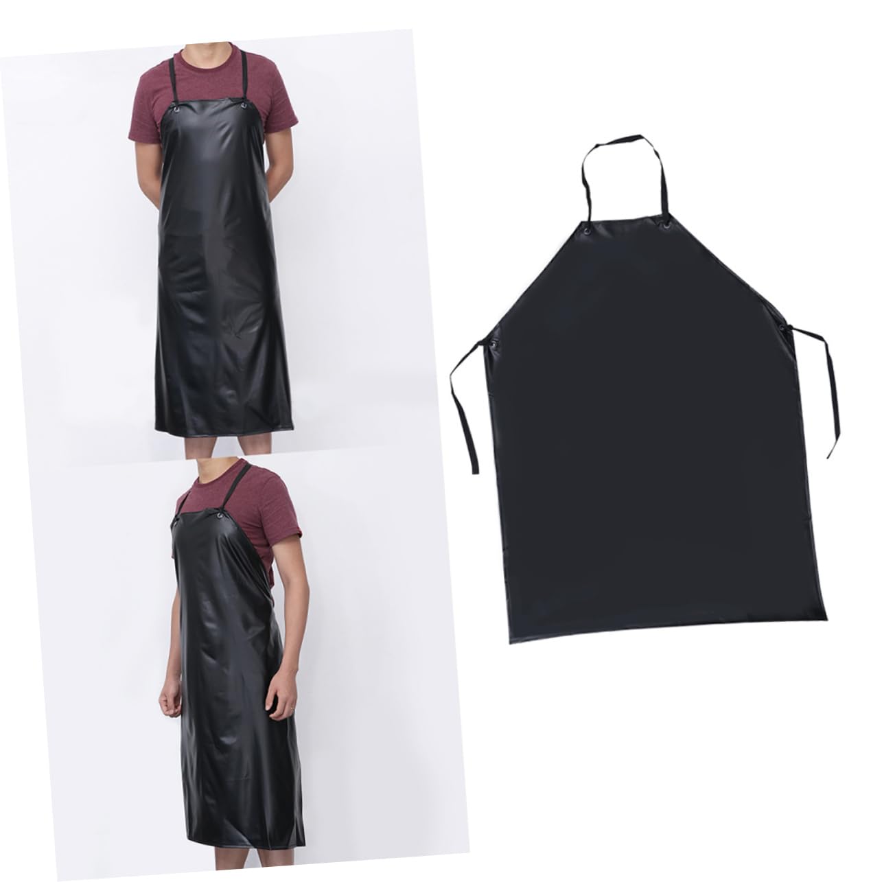 Delantal de Cocina Negro de Pvc, Resistente al Agua Grasa
