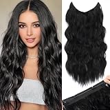 Clip in Halo Hair Extensions: Invisible Wire Hair Extension with Adjustable Size Transparent Headban