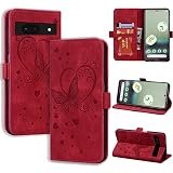 CASAFUNY Coque Google Pixel 6a Antichoc Étui Housse Protection en Cuir Magnétique Flip Case Portefeuille Etui en Protecion pour Google Pixel 6a (6,1'), Rouge