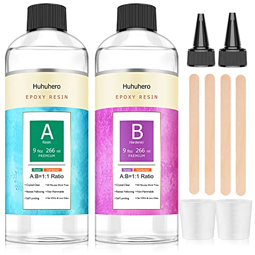 Epoxy Resin Kit - Huhuhero18oz Crystal Clear Resin Epoxy Craft...