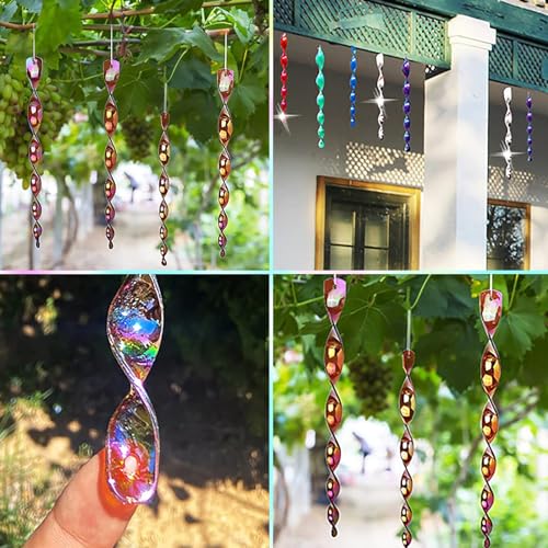 Catelves 9 Stück Reflektierende Windspirale,Windspirale Vogelabwehr,Vogelschreck Windspirale,Kann auf Bauernhöfen, Obstgärten und Gärten Verwendet Werden Vögeln Vorbeugen-9 Farben