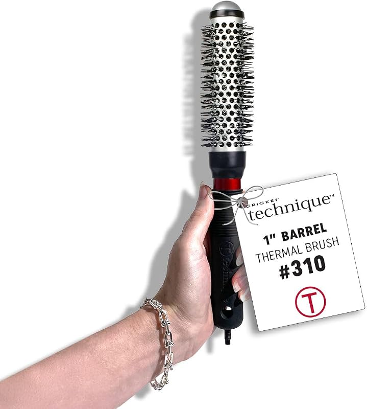 Technique Thermal Hair Brush #310 1” for Curling, and Styling – Heat-Retaining Barrel with Anti-Static Tourmaline Bristles, Round Thermal Brush, Ideal for All Hair Types
