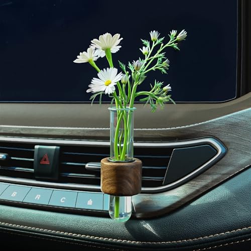 Image of Car Propagation Vase Vent Clip, Car Plant Flower Holder with Glass Tube