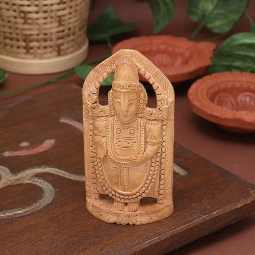 Image of RDK Handcrafted Sandalwood Venkateswara Figurine - 3-Inch Decorative Wooden Tirupati Balaji Idol Sculpture Inspired by Traditional Art - Natural Chandan Wood Carving for Home or Office Display