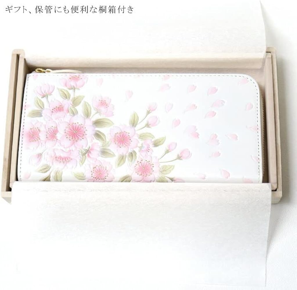 【新品 正規品】浅草文庫 ラウンド長財布 八重桜柄 文庫革 箱付き ギフトに Amazon | 【 浅草文庫 】 八重桜 やえざくら L字ファスナー 長財布