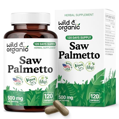 Wild & Organic Saw Palmetto Capsules 500mg, 120 Count