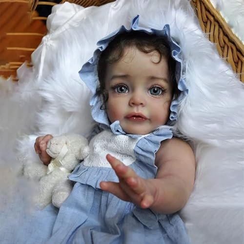 Lebensecht Reborn Baby Vollsilikon 22 Zoll Reborn Baby Mädchen Weiche Silikonpuppe Reborn Puppen Handgefertigt Neugeborenes Baby Jungen & Mädchen Spielzeug Geschenk Süß Reborn Baby MäDchen Mit Zubehör – Bild 5