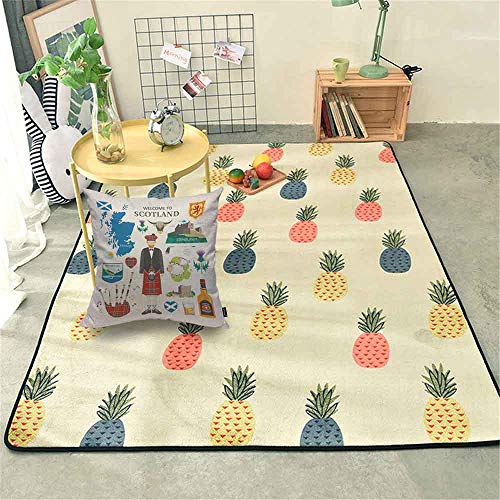 Hosnye Welcome To Scotland Cotton Linen Throw Pillow Case Travel Collection Scotsman Kilt Icon Map Thistle Pillow Cushion Cover Home Sofa Decorative 18X18 Inch #TOP4