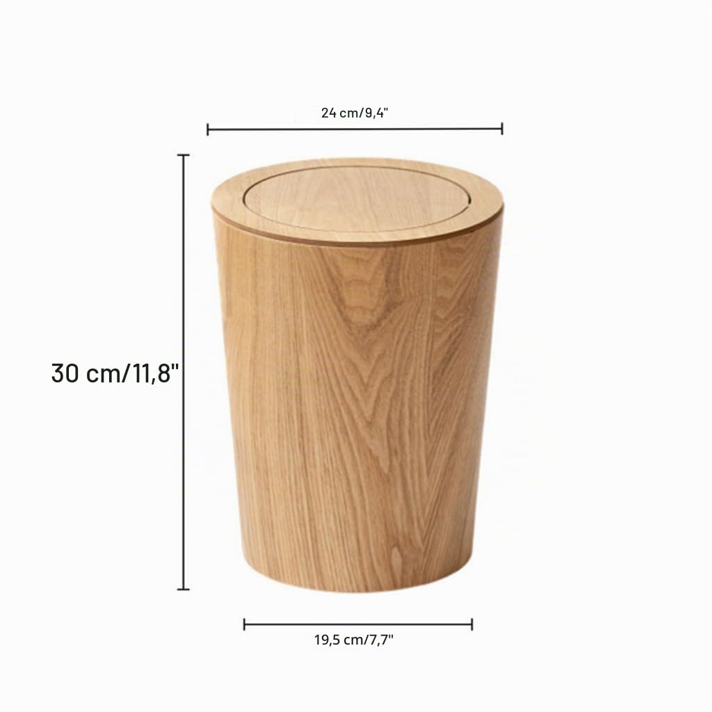Bote de basura redondo Botes de basura de madera con tapa Papelera de reciclaje de basura Papelera con tapa para baños Tocador Cocina