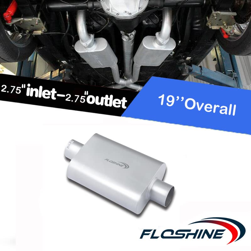 Image of Floshine Universal Mufflers Dual Chamber 2 inch inlet /2 inch outlet overall 17 inch Performance Automotive Muffler Exhaust FH42040
