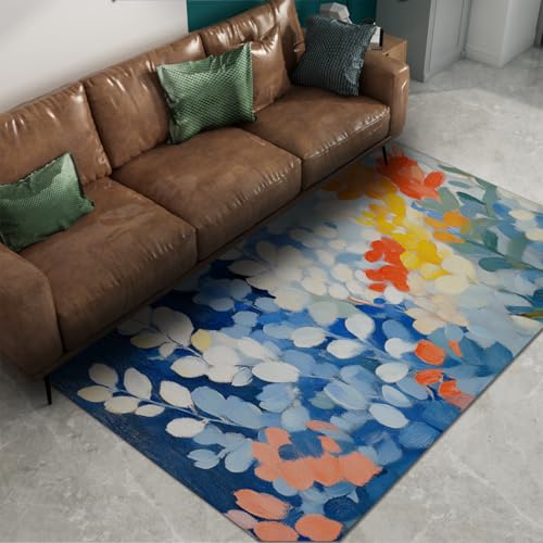 Tapis abstrait antidérapant feuille d'eucalyptus bohème 160x230