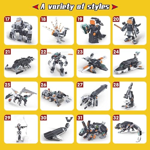 Image of Sky Tech 36-in-1 Magic Building Blocks Set | 256+ Pieces | Creative Construction Toy for Kids | Includes Instruction Manual | Ideal for Boys & Girls Ages 6+ | DIY Brick Robot, Jet, Ship Models