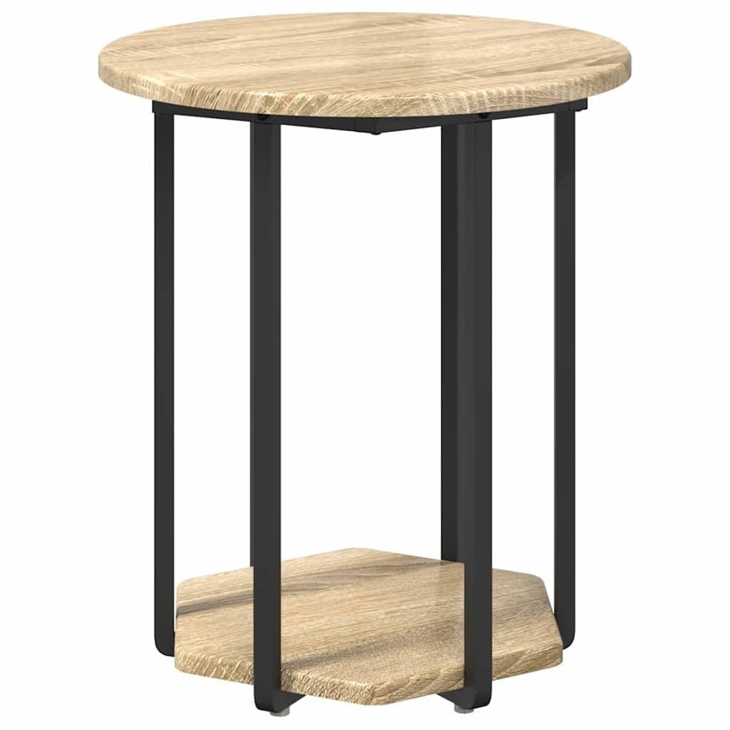 Juego de 2 mesas auxiliares de diseño industrial, juego de mesa de centro de madera y metal, mesa de salón con estante, mesa de café marrón, mesa auxiliar para sofá y sillón