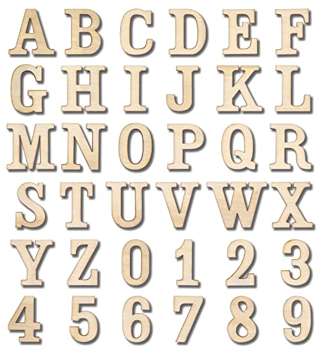 306 Pieces 1-1/4 Inch(1.25') Small Unfinished Wooden Letters and Wooden Numbers Decorative Font...
