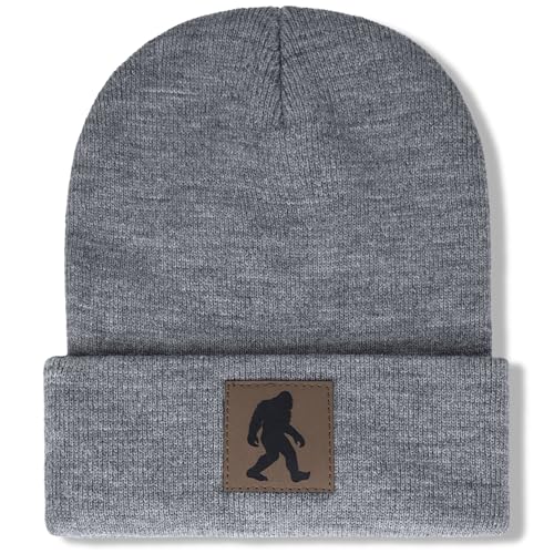 Image of Bigfoot Beanie for Men - Sasquatch Hat Winter Knit Cuffed Beanie for Women - Bigfoot Gifts for Christmas & New Year