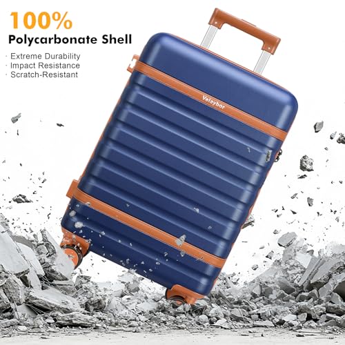 Image of Luggage Sets 3 Piece with Spinner Wheels, Lightweight PC Hardside Suitcase with TSA Lock & YKK Zippers, 20 Inch Carry On Luggage with Travel Bag for Men and Women, Blue