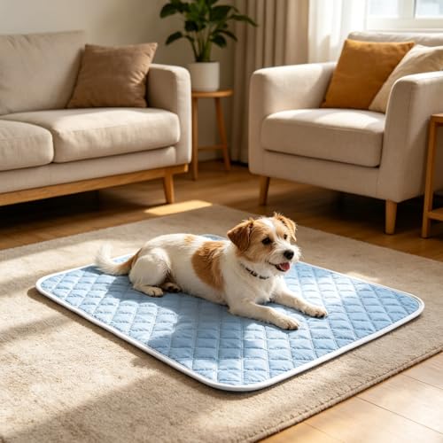 Generisch Kühlmatte für Hunde & Katzen | 2026 Neu Selbst Kühlende Hundematte Sommer | Waschbar Kühlkissen Selbstkühlende Hundekühldecke Katzen für Hund Katze | Blau | XXL-5