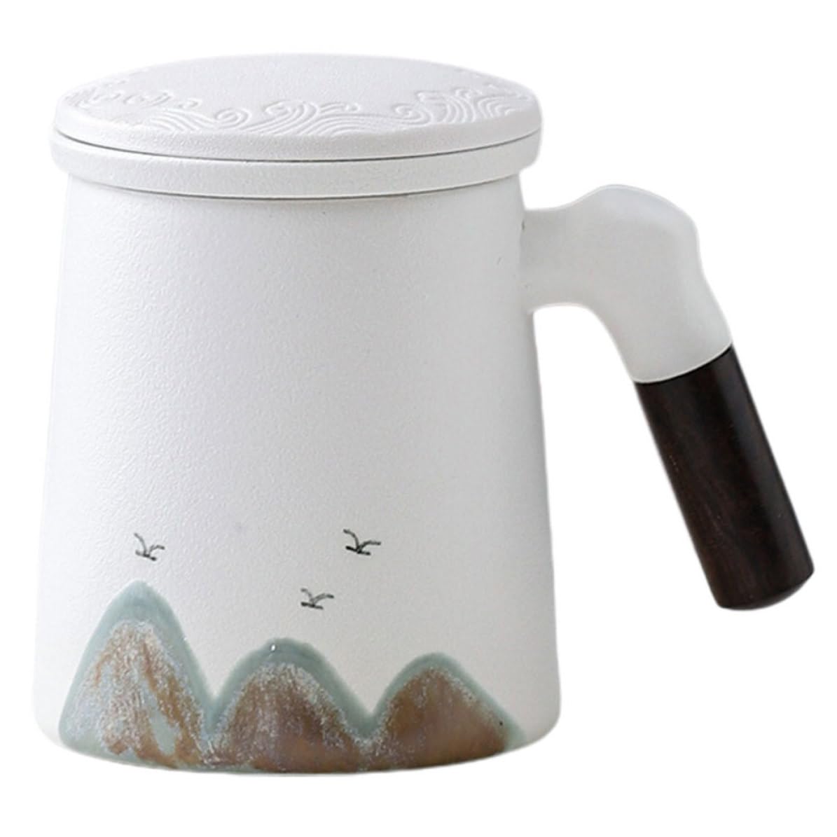 Tasse à thé céramique blanche avec couvecle et infuseur portable CLISPEED