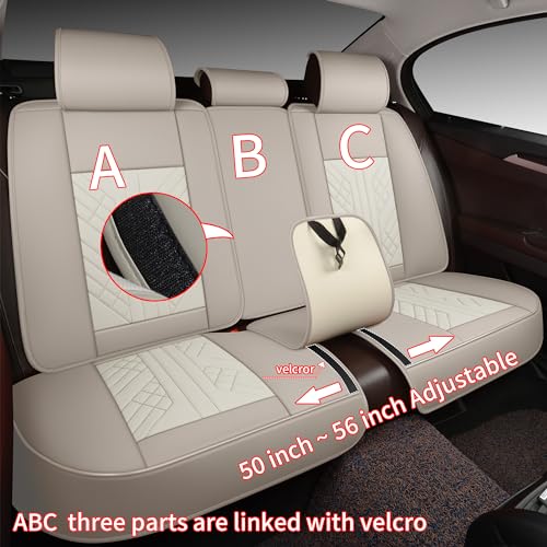 Image of GXT Bench Seat Cover, Premium Faux Leather Bench Seat Covers for Trucks - Universal Fit for Most Sedans SUV Pick-up Truck, Durable for Long Lasting Protection(Khaki and White)