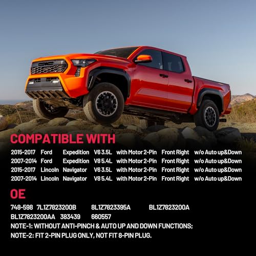 Image of BDFHYK 748-598 Power Window Regulator with Motor Front Right, Compatible with 2007-2017 Ford Expedition; Compatible with 2007-2017 Lincoln Navigator