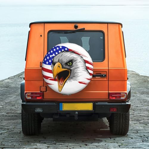 Image of Spare Tire Cover American Eagle with Flag Wheel Covers USA Flag Weatherproof Universal Wheel Protectors for Rv SUV Camper Travel Trailer 16 Inch