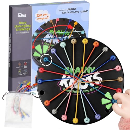 Brainy Knots, Rope Challenge Spiel, Twisted Seil Puzzlespiel, Logik Spiele Knot für Kinder ab 3, Familie Party Spiel für 2 Bis 4 Spieler