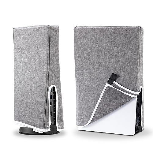 T Tersely Dust Cover for PS5 Console Anti-Scratch Dust Sleeve Guard Cover Skin Ultra Soft Protective Case with Cable Port for Sony Playstation 5 Digital Edition & Regular Edition (Grey)