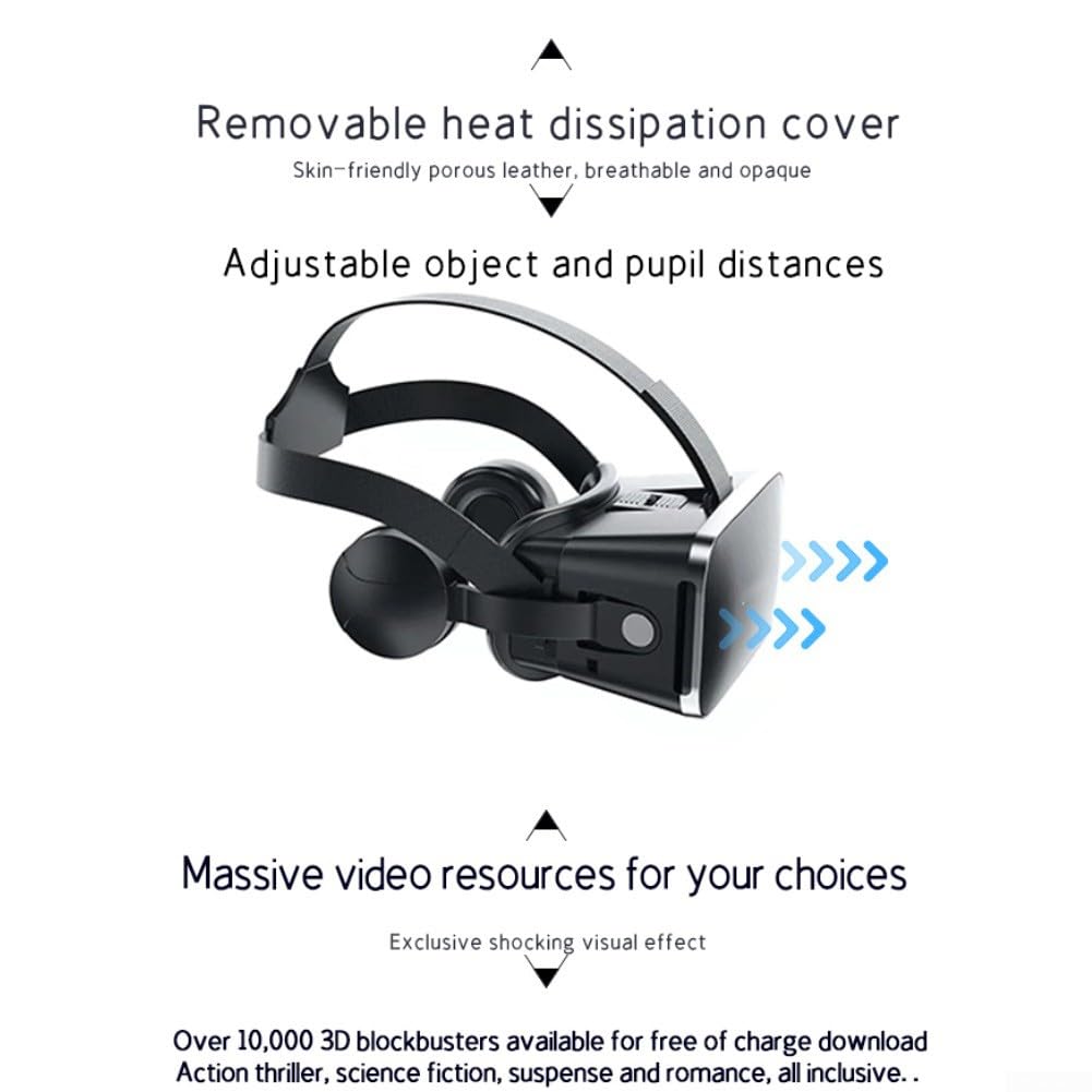 Auricolare VR immersivo per cellulari, cuffia VR per telefono, per iOS e per dispositivo Android per video 3D del telefono