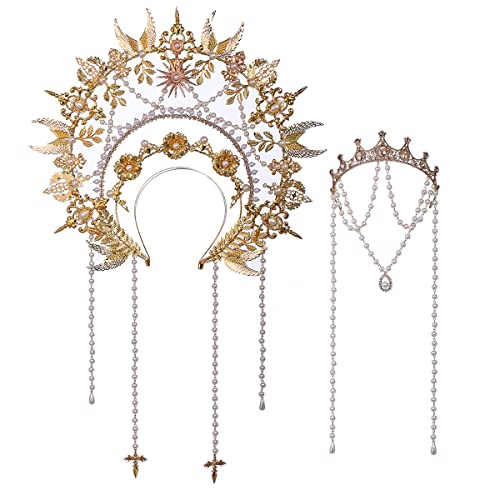 BLESSUME Halo Crown Mary Goddess Headband Women Halloween Costume Headpiece (Gold 25)