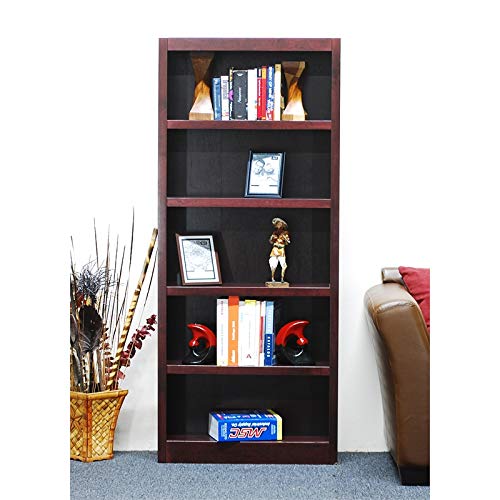 Bowery Hill Traditional 72" Tall 5-Shelf Wood Bookcase In Cherry #TOP1
