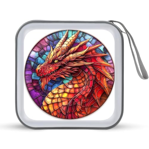 Stained Glass Red Dragon CD Case DVD Storage Case Portable