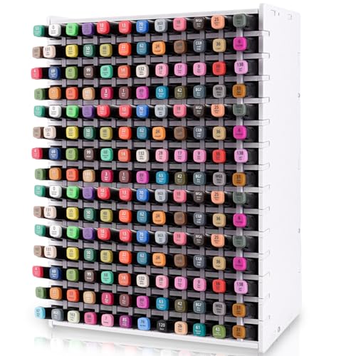 ZOFUN Organiseur de Bureau Rangement Feutre Acrylique 180, Rangement Marqueur Alcool 180 avec Compartiments Réglables, 35x13x27.5cm pour Ohuhu Feutres Alcools, Maison/Bureau/École