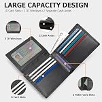 Sigtrenx Genuine Leather Wallets for Men, RFID Blocking Bifold Mens Wallet with 2 ID Windows (Black)