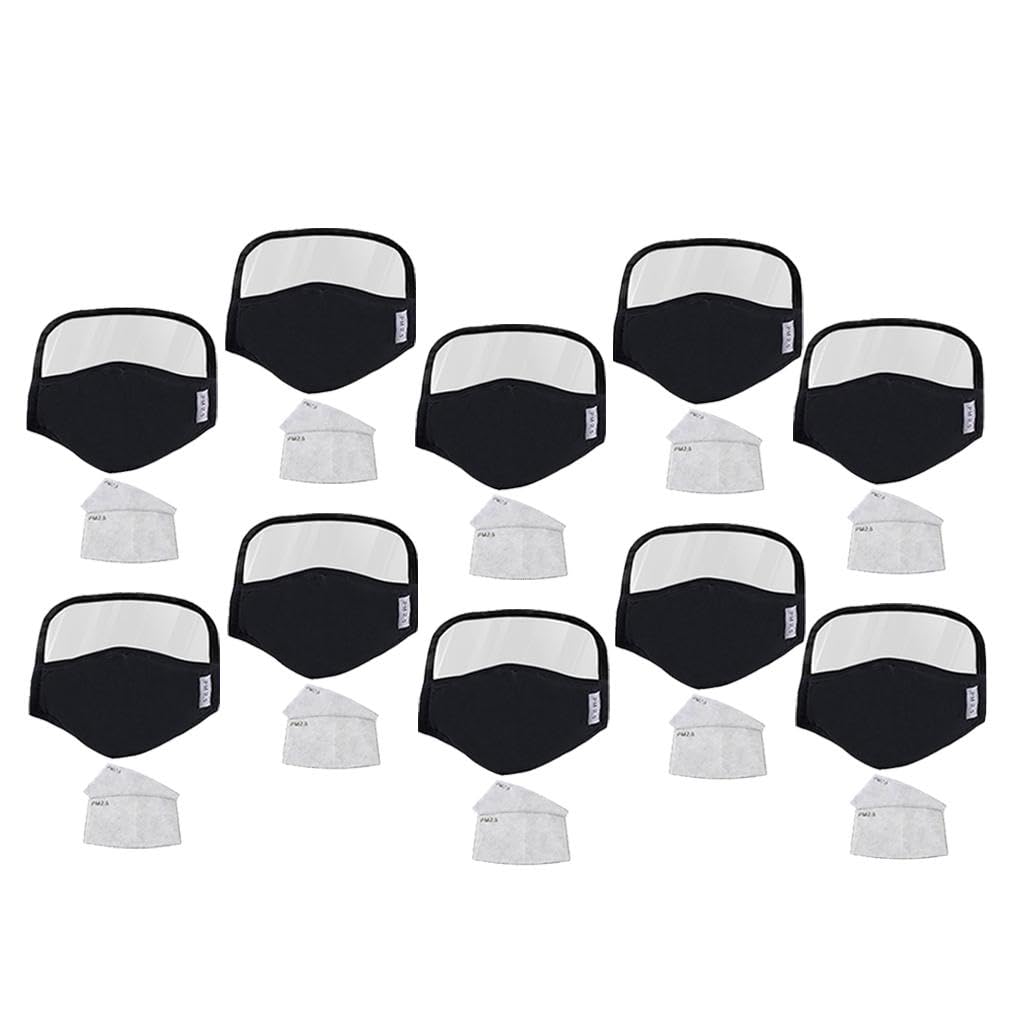 misppro 10 mascherine antipolvere per adulti con protezione trasparente per gli occhi, riutilizzabili, regolabili e traspiranti, per lavorazioni, sport e attività all'aperto