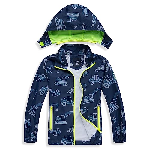 IjnUhb Boys Rain Jacket with Detachable Hood Lightweight Raincoats for Kids Windbreaker