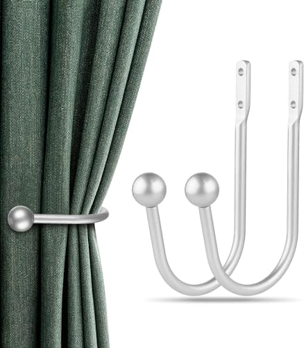 Embrasses de Rideaux, 2 pièces, Supports muraux pour Rideaux, Crochets de fenêtre rétro pour décoration intérieure, Argent