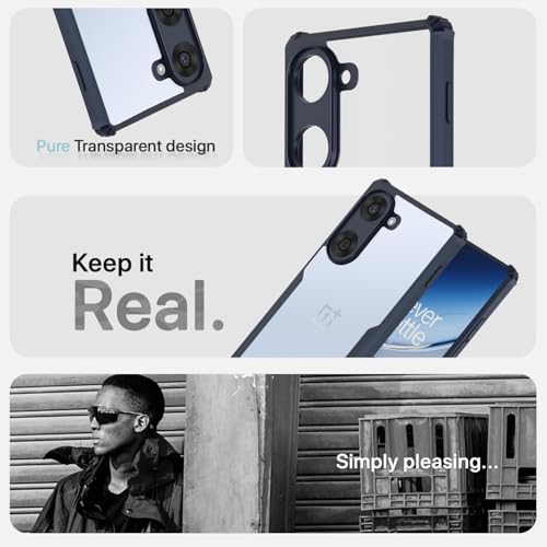 Image of Outlouders Back Cover for OnePlus Nord CE 5 5G | Ultra Hybrid Transparent | Full Camera Protection | Raised Edge | Crystal Clear Bumper Case (Blue)