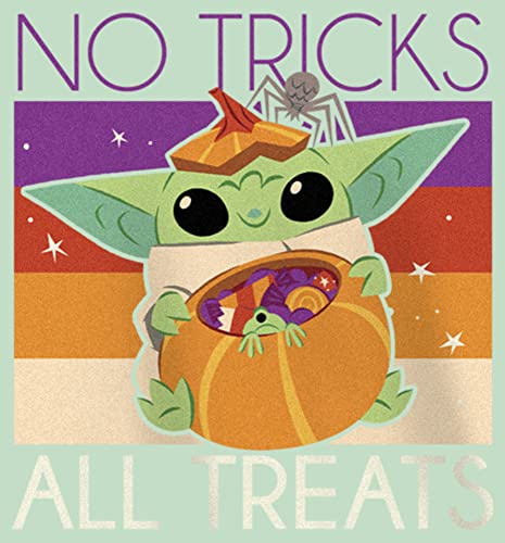 STAR WARS Mandalorian Grogu No Tricks All Treats Girls Heather T-Shirt2
