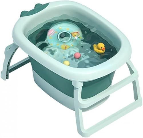 Iuseike ベビーバス 折りたたみ浴槽 ベビー用浴槽 バスタブ 子供用お風呂 ベビーバスダブ お風呂 赤ちゃん用 持ち運び便利 収納便利 省スペース (グリーン)