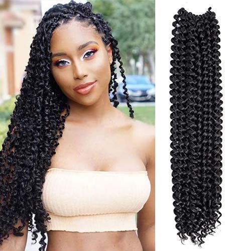 6 Packs 18 Inch Passion Twist Synthetic Hair for Women Soft Braids Passion Twist Crochet Braiding Water Wave Synthetic Fiber Natural Hair Extensions(1B#)