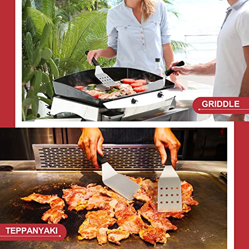 Griddle Accessories Kit Of 8, Hasteel Heavy Duty Metal Spatula Chopper, Professional Stainless Steel Griddle Tools With Storage Bag, Great For Flat Top Teppanyaki Cast Iron Bbq Grilling Indoor Outdoor #TOP5
