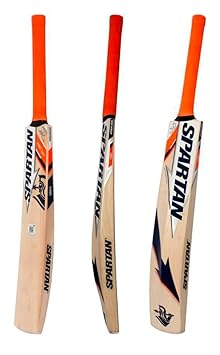 Cricket Bat Full Size Poplar Willow Spartan Cricket Bat for Tennis Ball, Leather Ball Rubber Ball, Plastic Ball (Men|Women) (Orange)