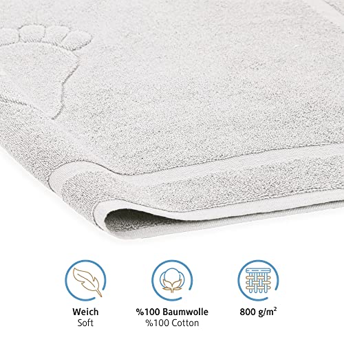 Komfortec Bath Mat 2 pcs,%100 Coton & 800 g/m², Washable, Absorbent, Quick Drying, 50 x 80 cm, White - Image 2