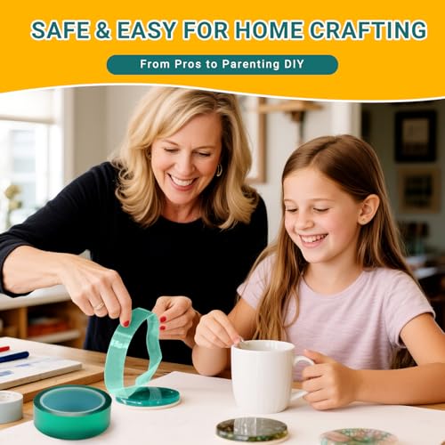 Image of Resin Tape for Epoxy Resin Molding - 2 inch x110' for High Temp Resin Tape | 500F Heat Resistant, Green Silicone Adhesive | DIY & Powder Coating - 2 Pack